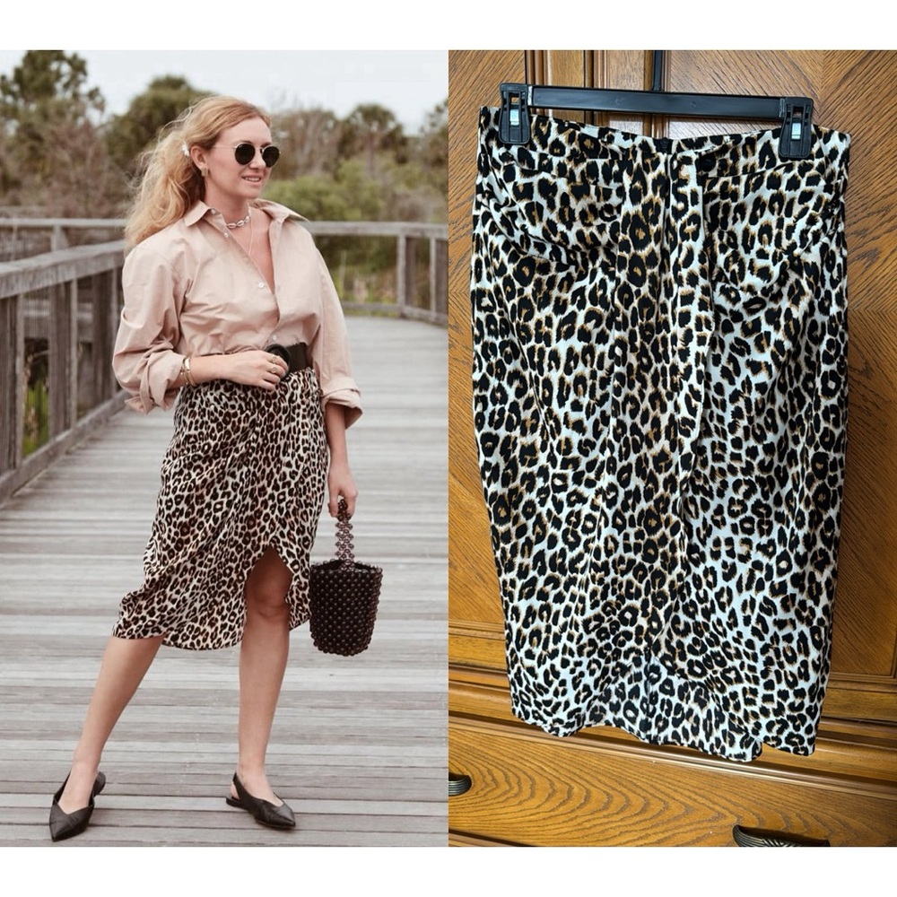 Blue Vanilla midi skirt animal print leopard size S